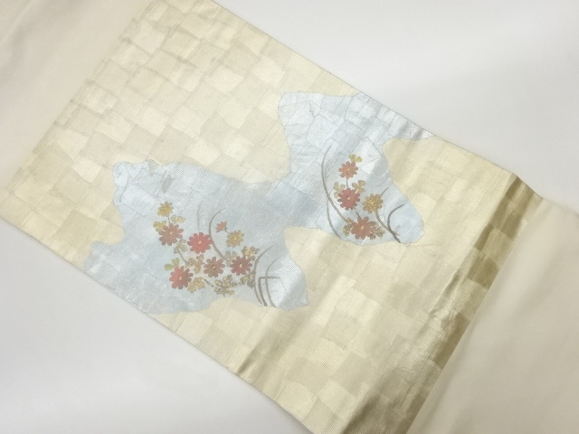 JAPANESE KIMONO / VINTAGE NAGOYA OBI / FLORAL PLANTS